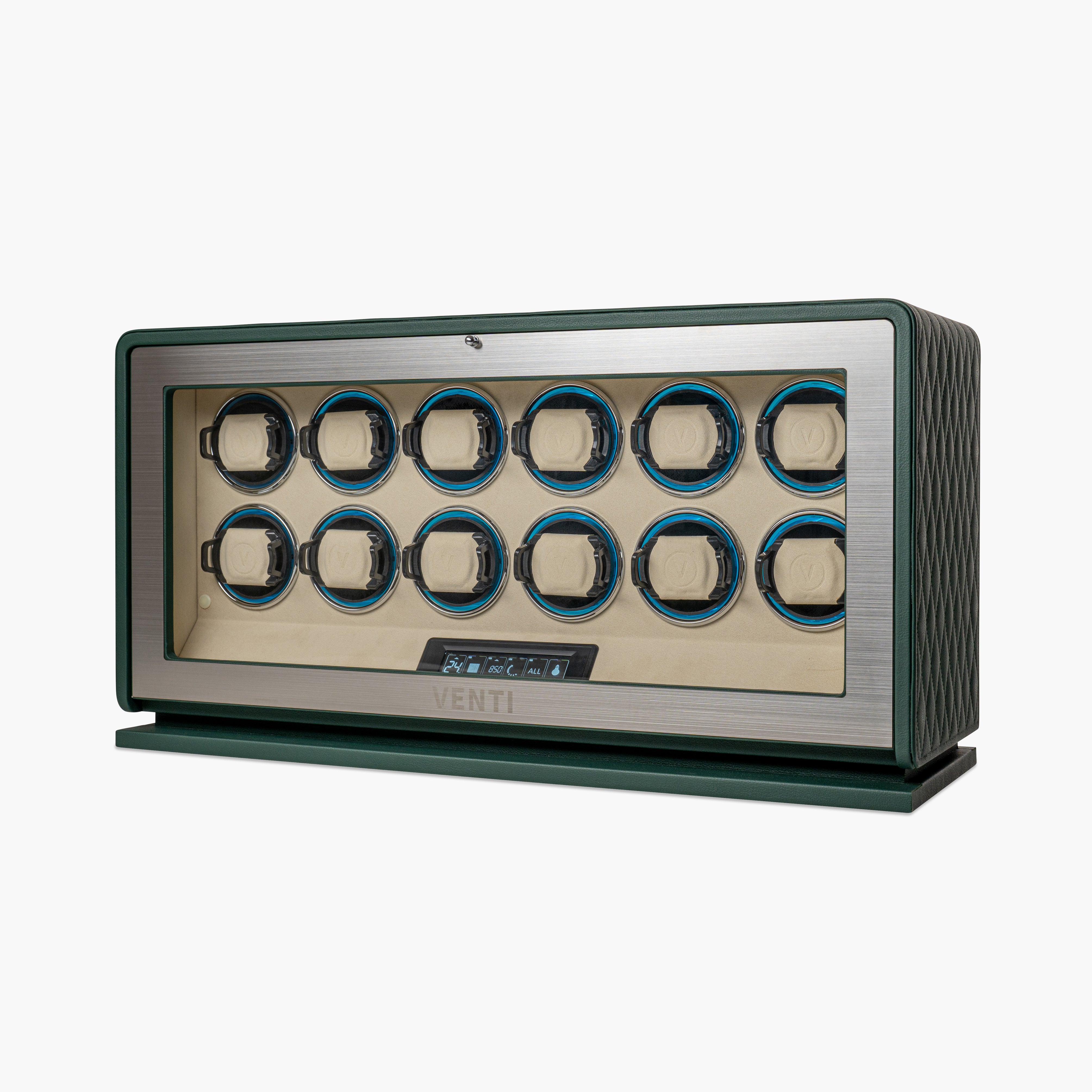 Venti 12 Watch Winder in Green - Angled View