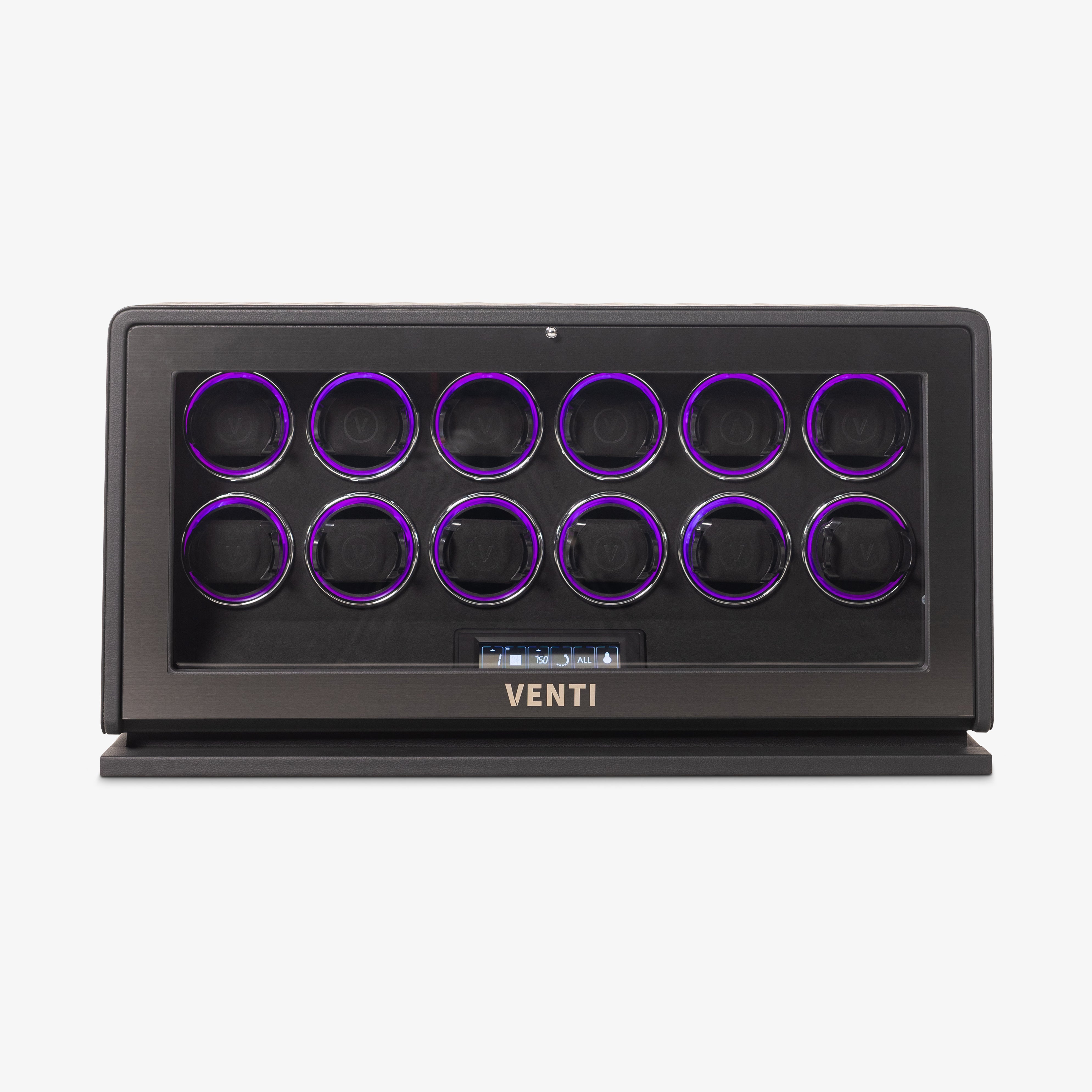 Venti 12 Watch Winder in Black - Front View