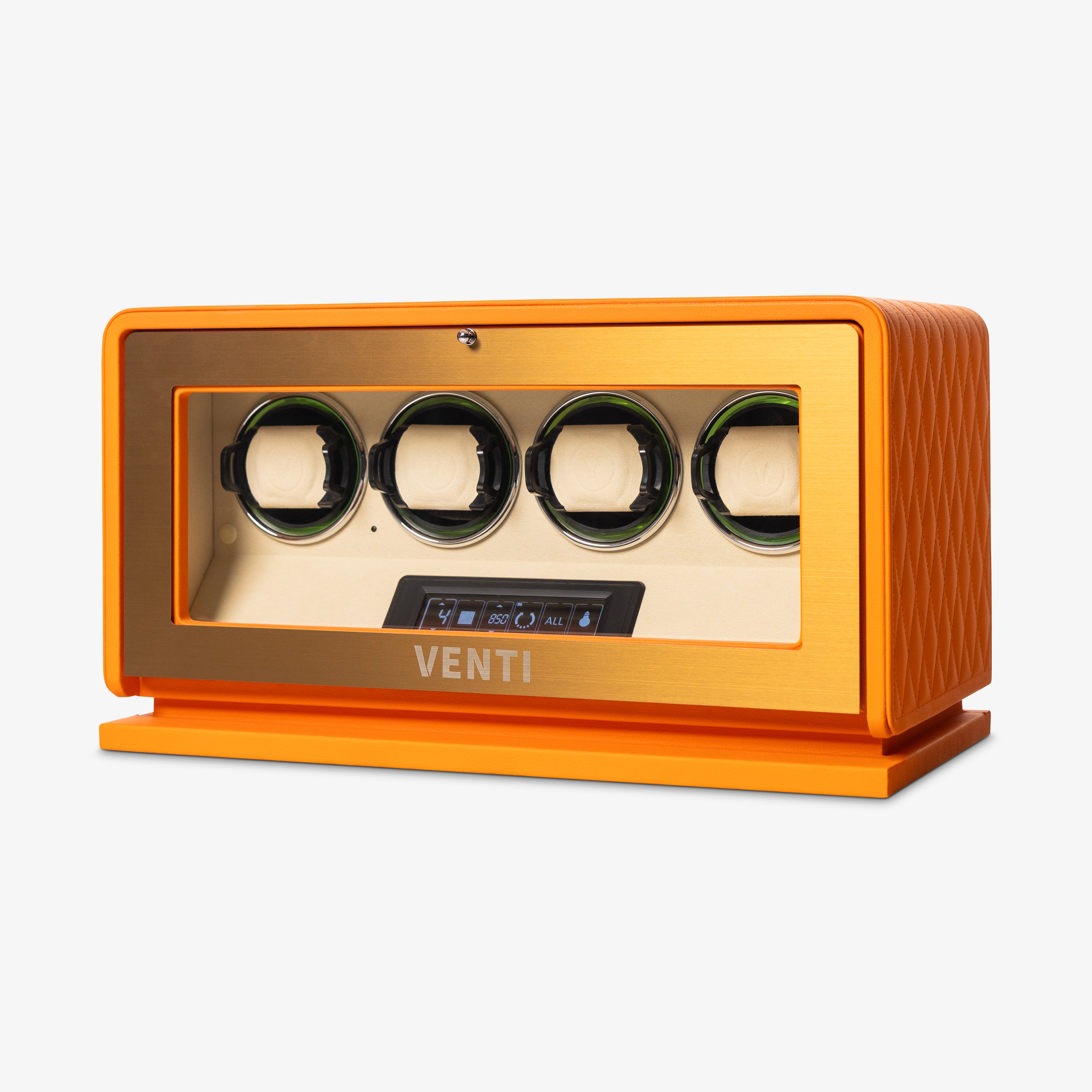Venti 4 Watch Winder in Orange - Angled View