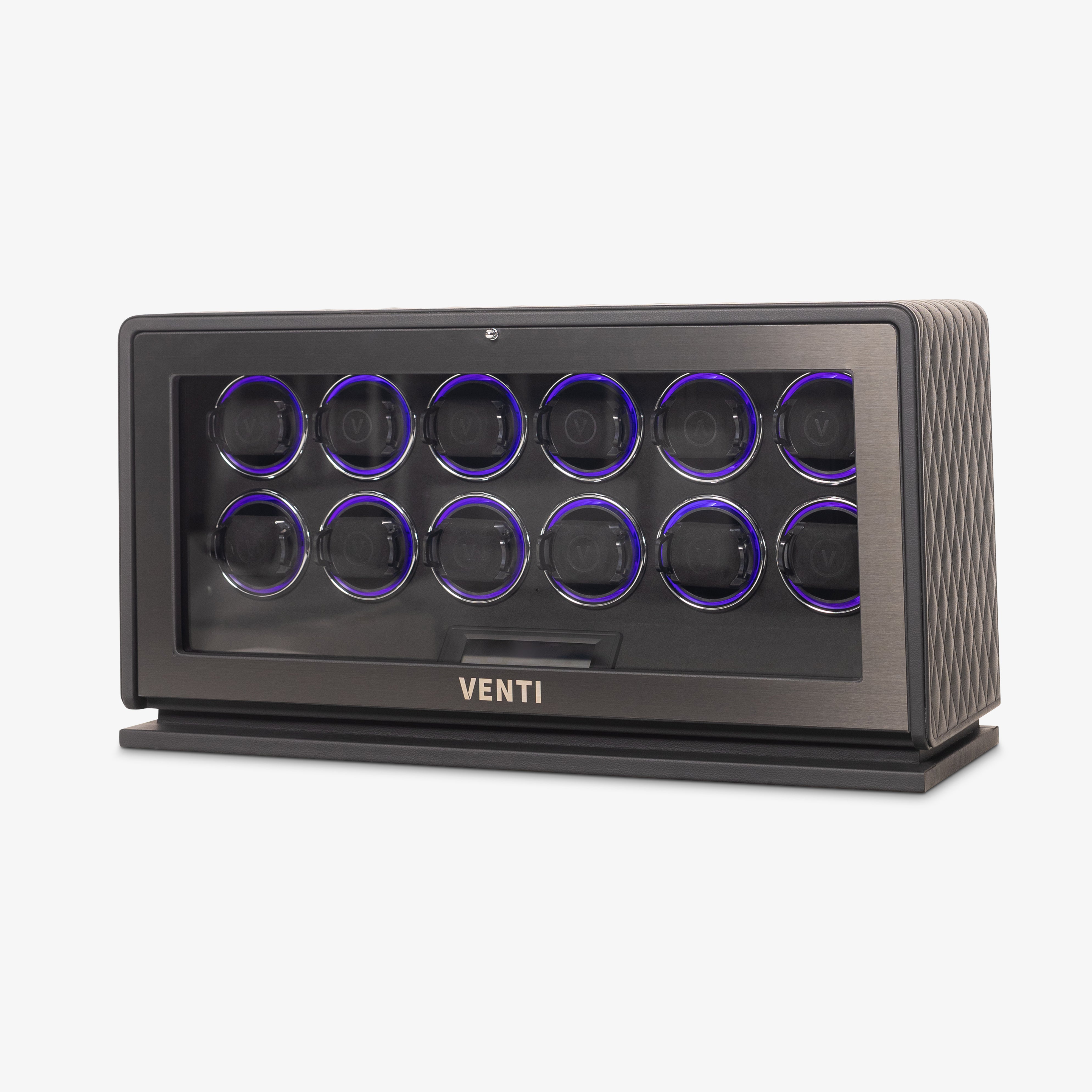 Venti 12 Watch Winder in Black - Slanted View