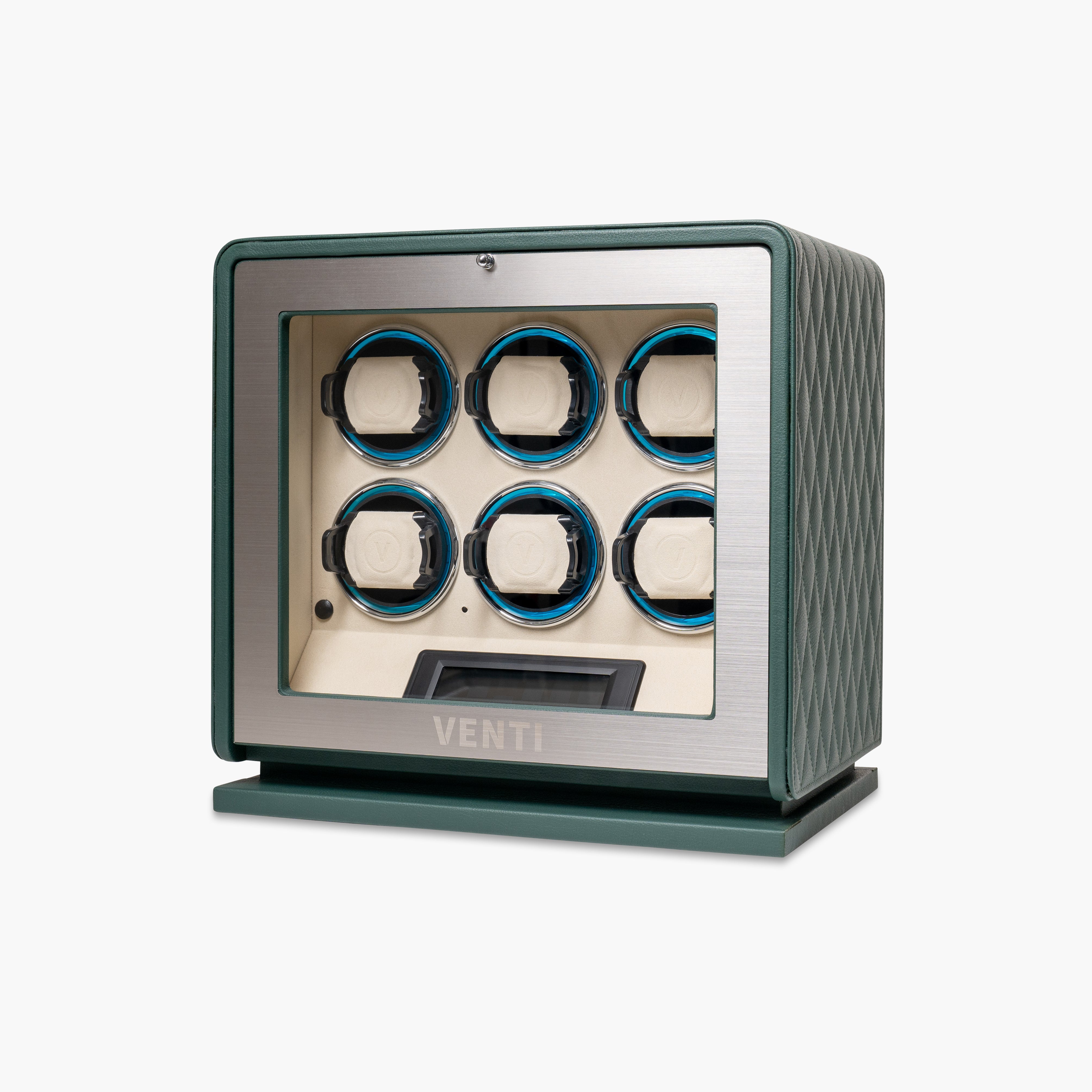 Venti Six Watch Winder Green Leather - Angled