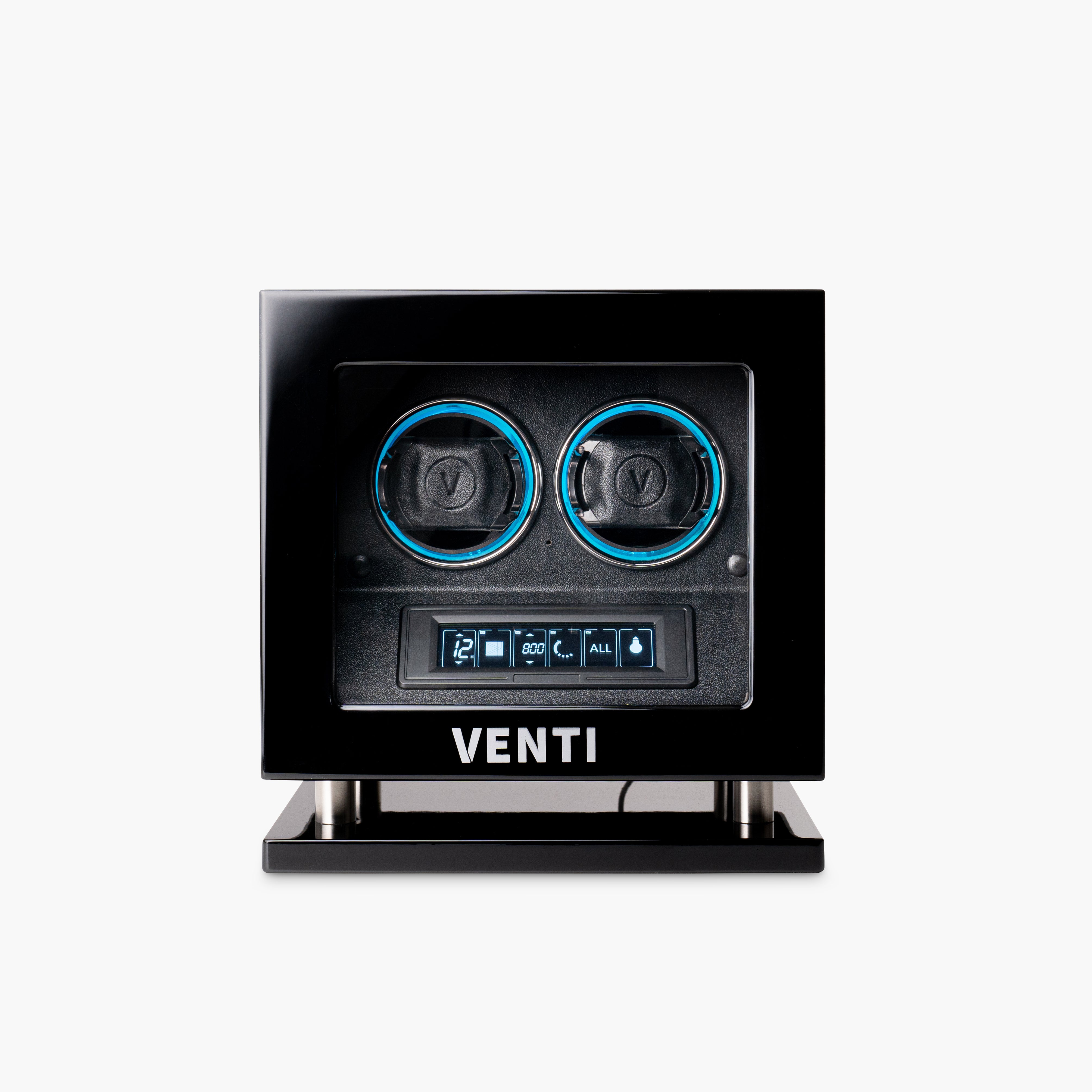 Venti Double Watch Winder Piano Black - Front