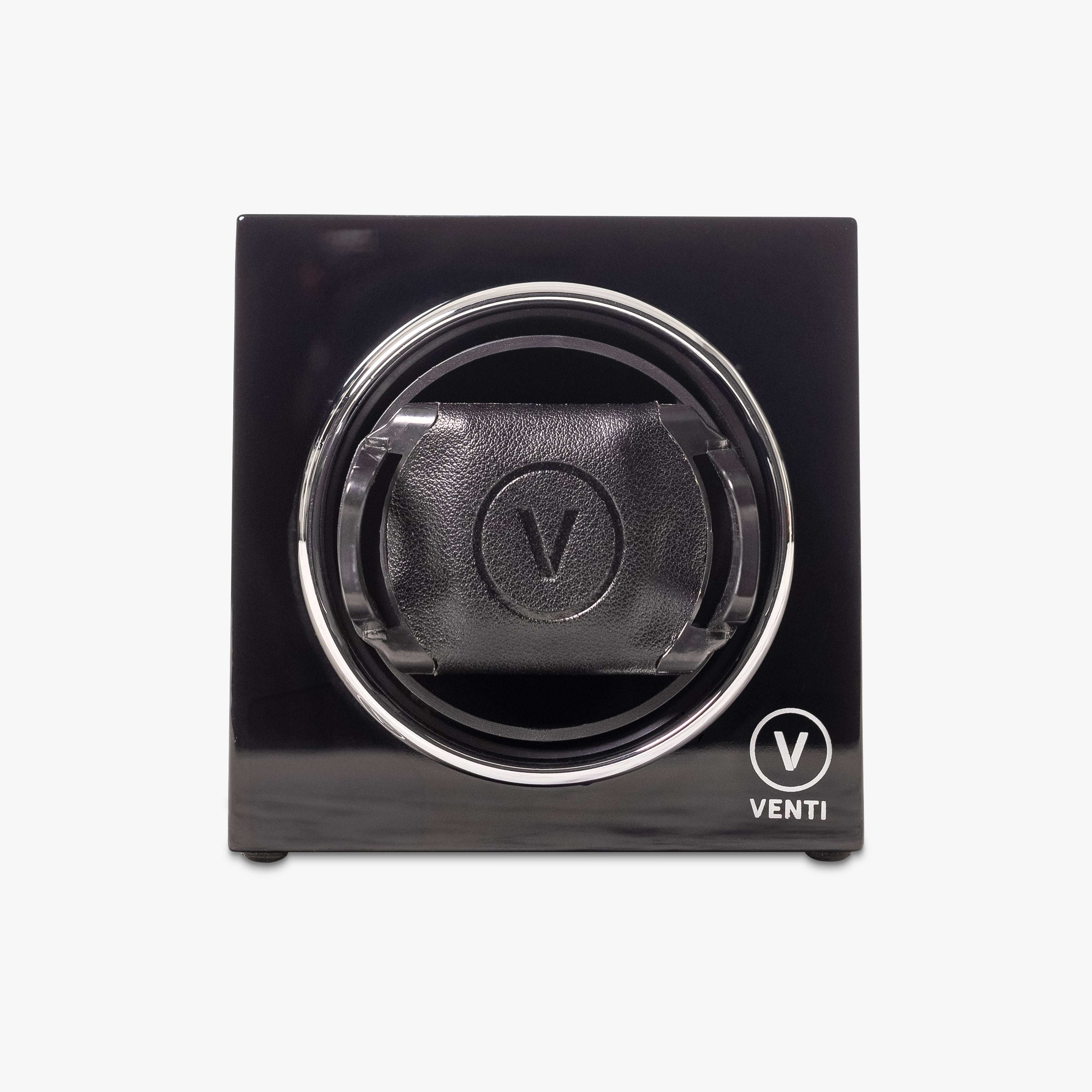 Venti Single Watch Winder in Black - Front View