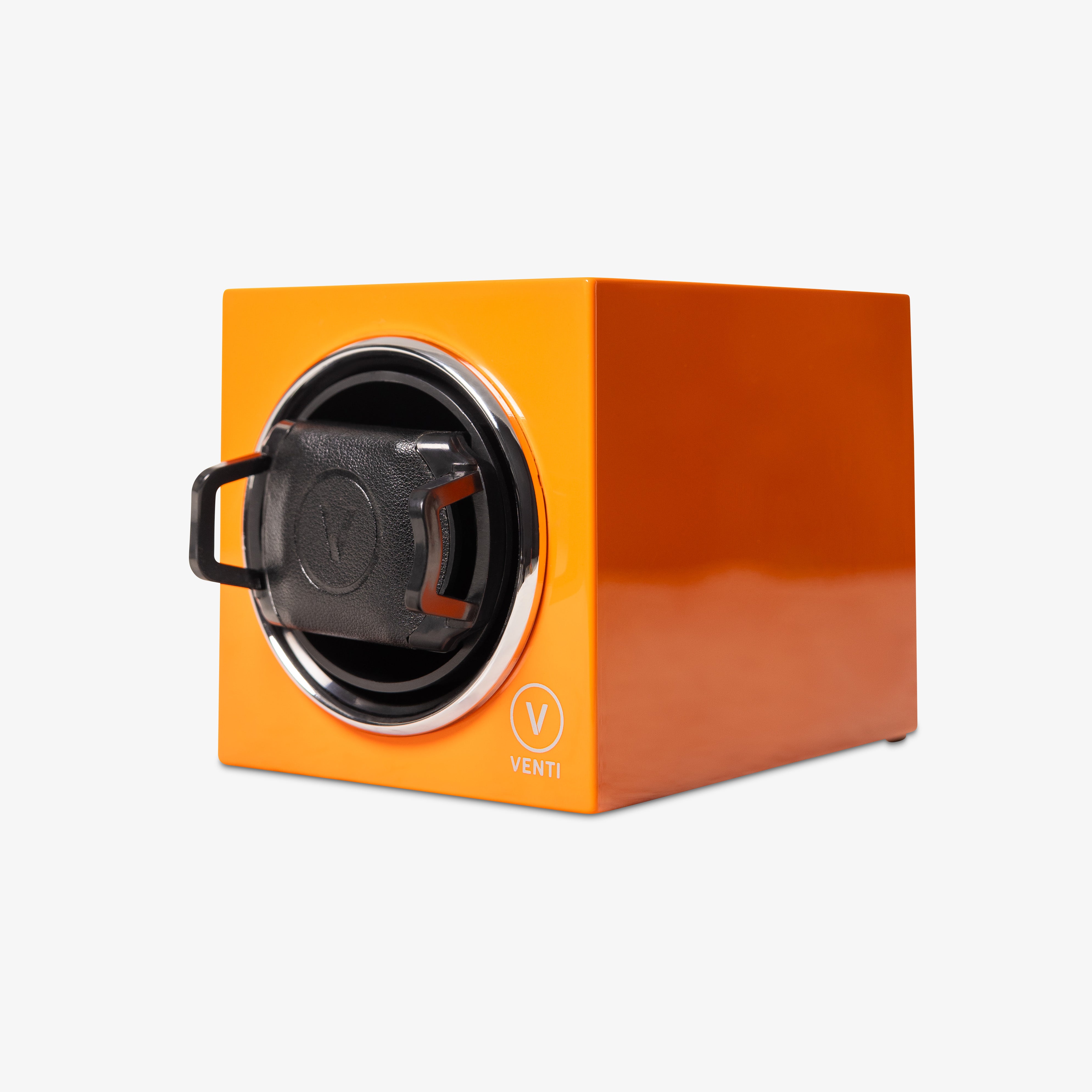 Venti Single Watch Winder in Orange - Angled Left