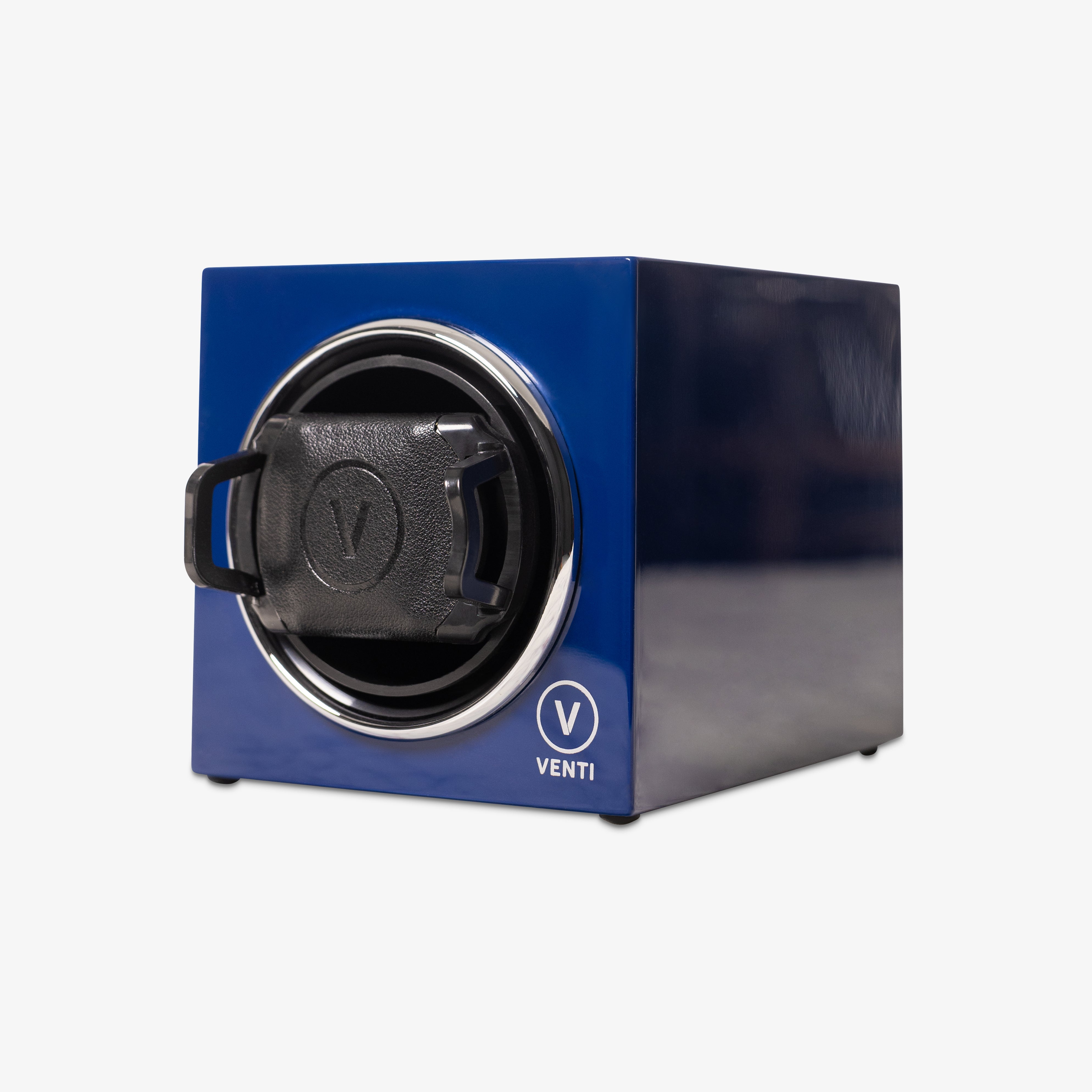 Venti Single Watch Winder in Navy - Angled Left