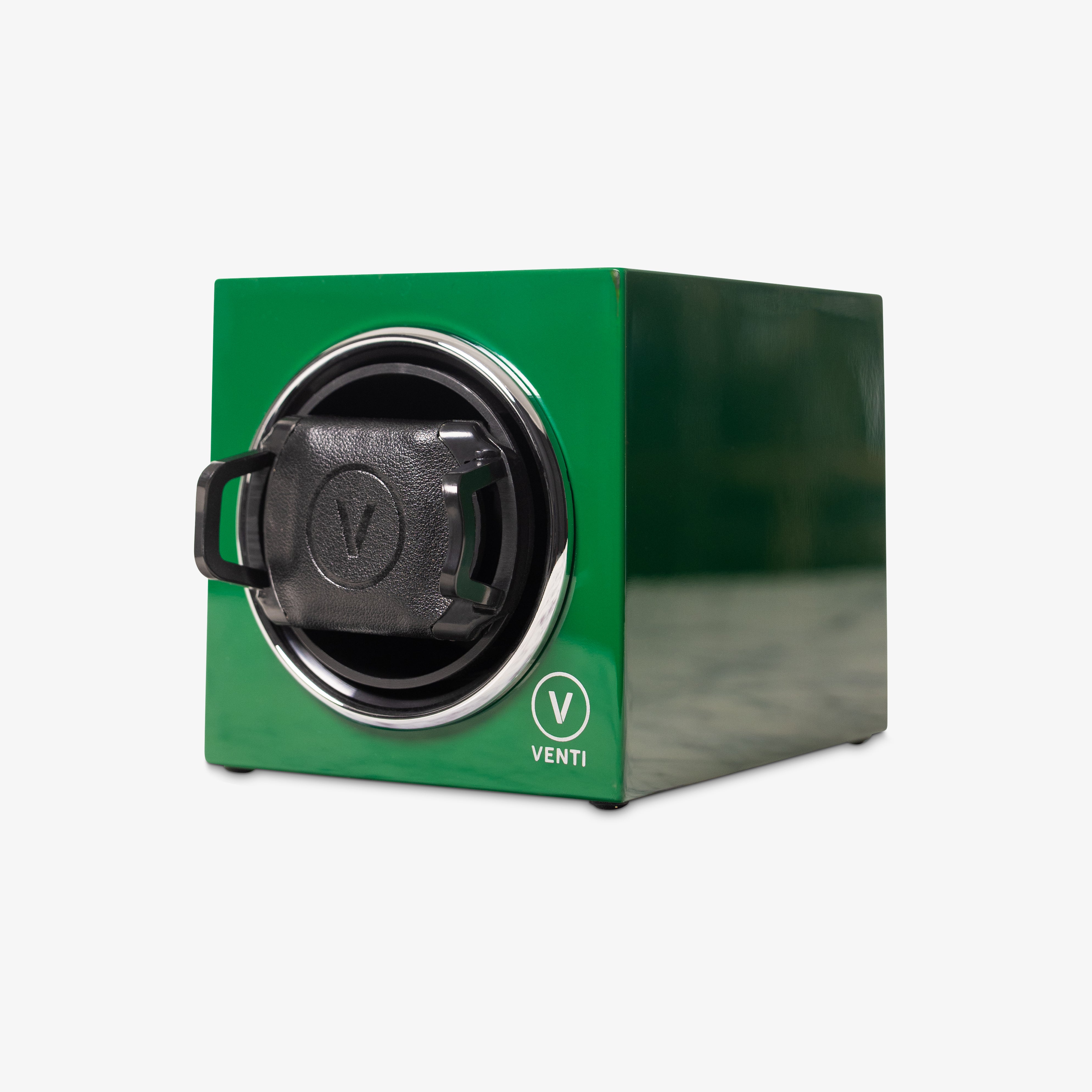 Venti Single Watch Winder in Green - Angled Left