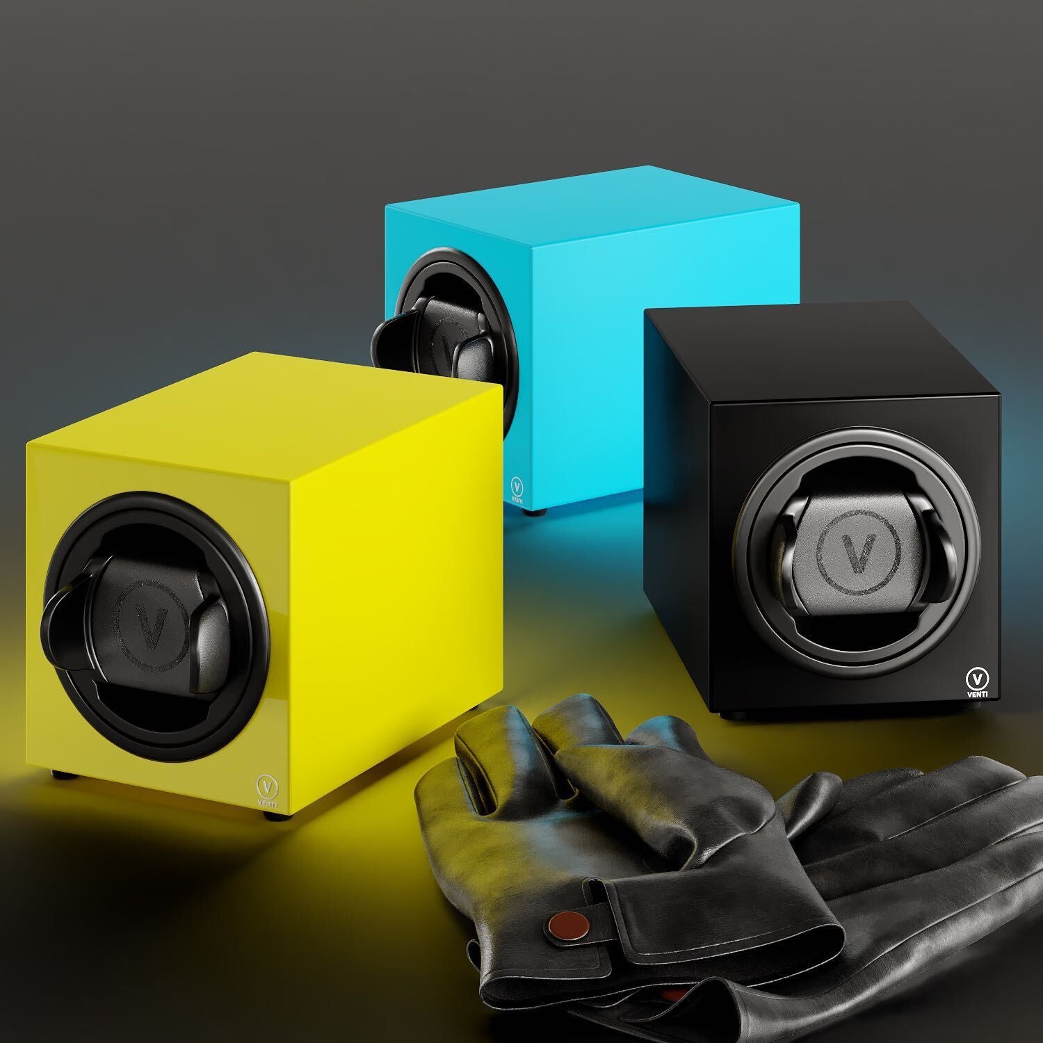 Venti Single Watch Winder - Yellow, Black Blue