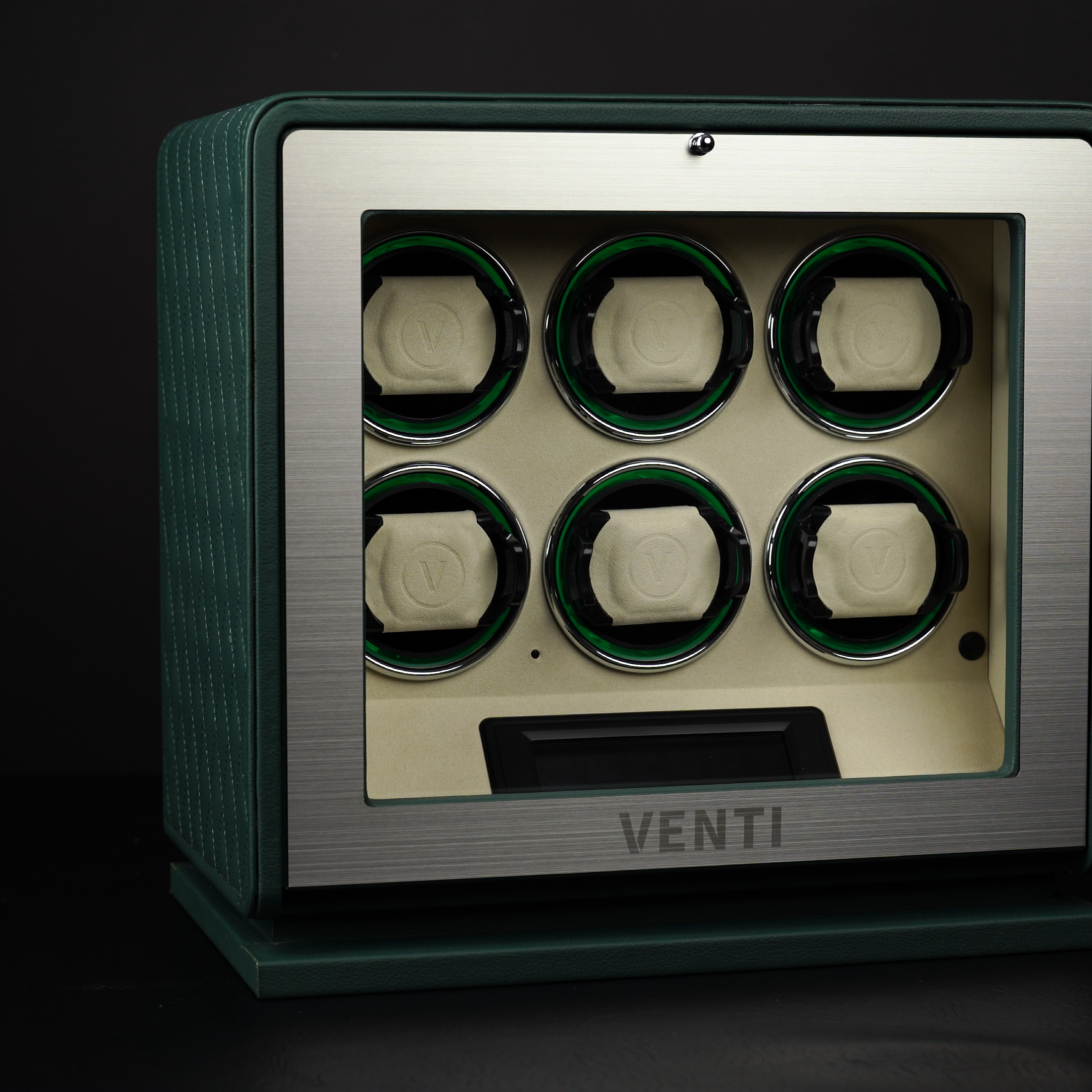 Venti Six Watch Winder Green Leather - Contrast