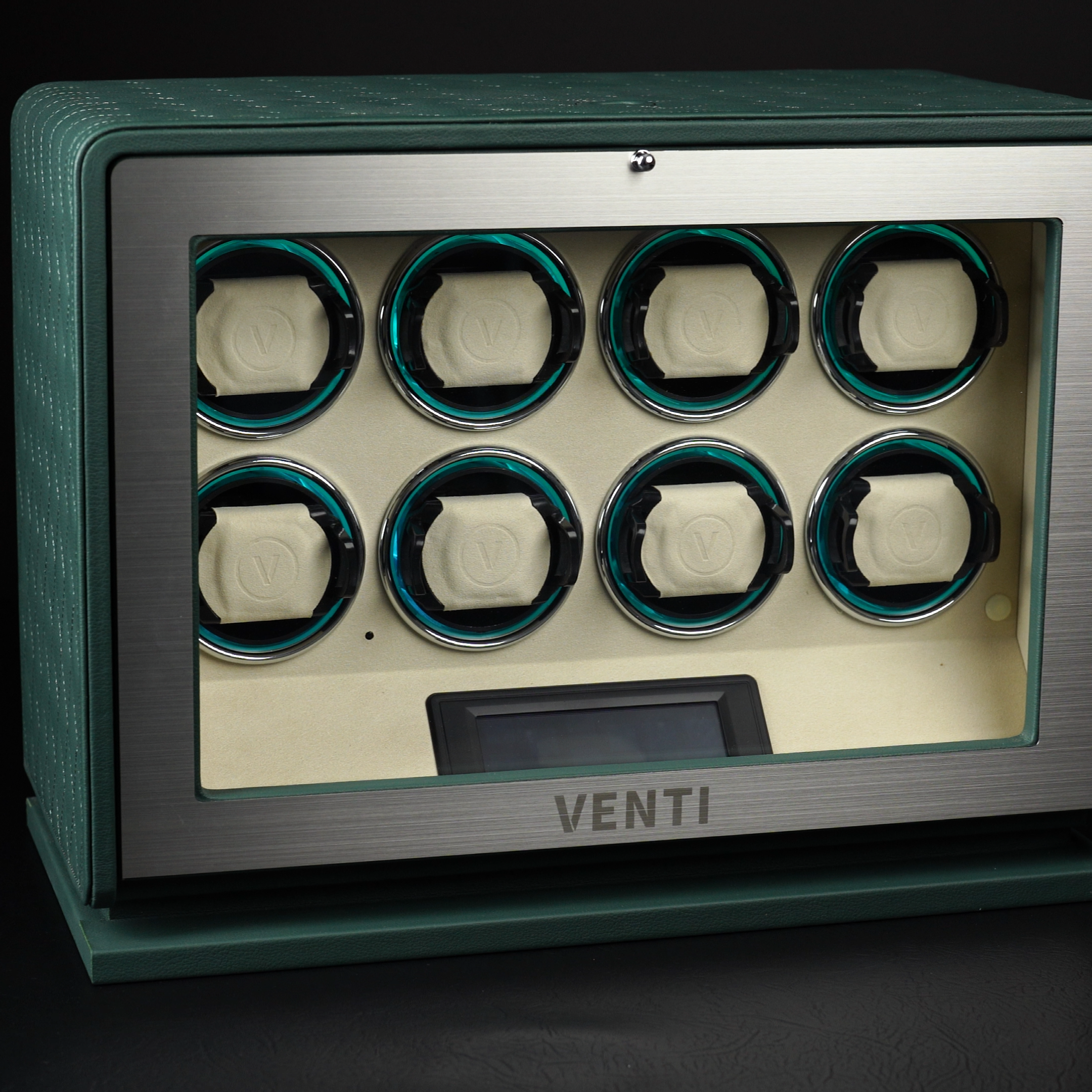 Venti Eight Watch Winder Green Leather - Contrast