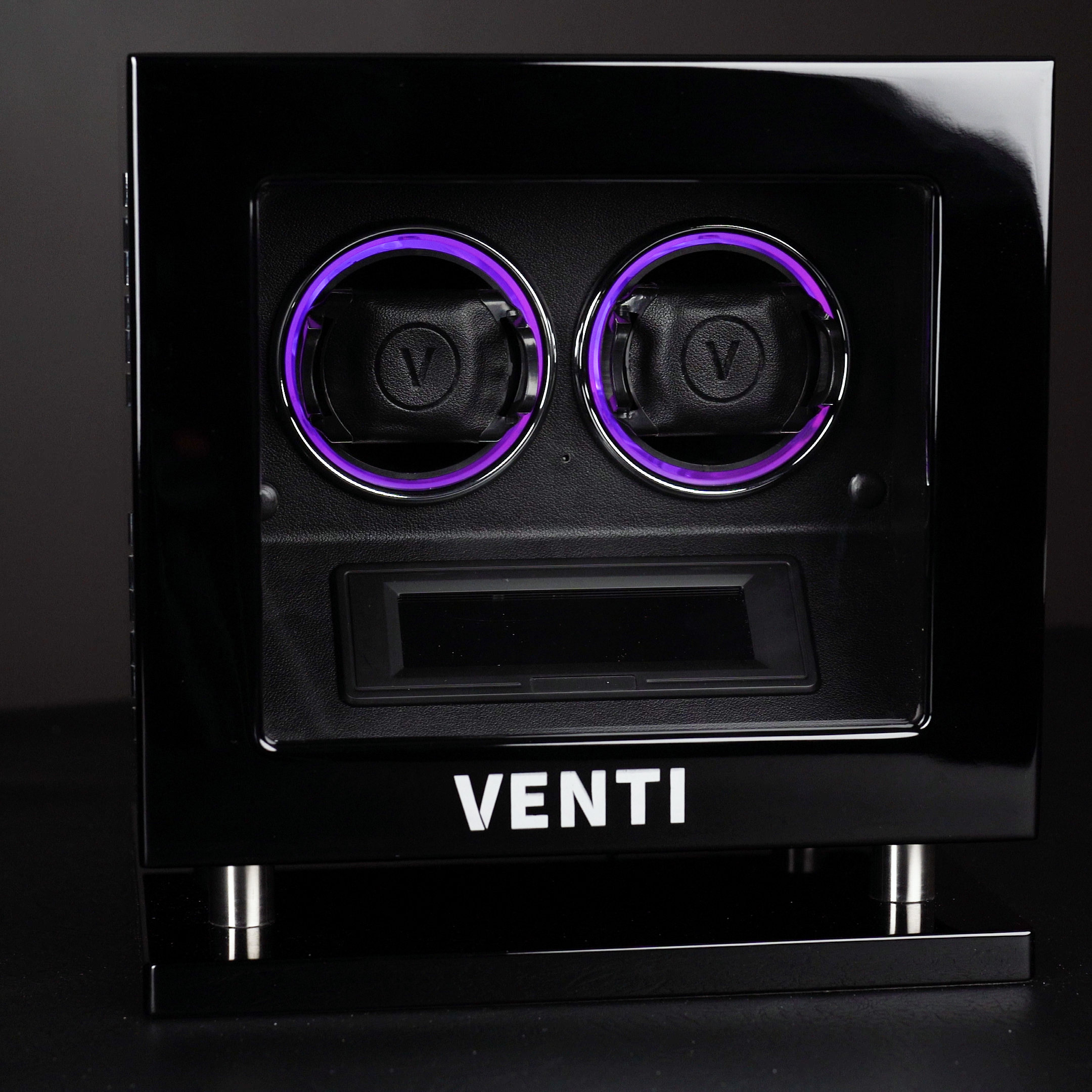 Venti Double Watch Winder Piano Black - Contrast