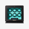 Venti Six Watch Winder in Black Leather Aqua - Front