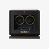 Venti Double Watch Winder in Black Leather - Front