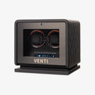 Venti Double Watch Winder Black Leather - Angled Left