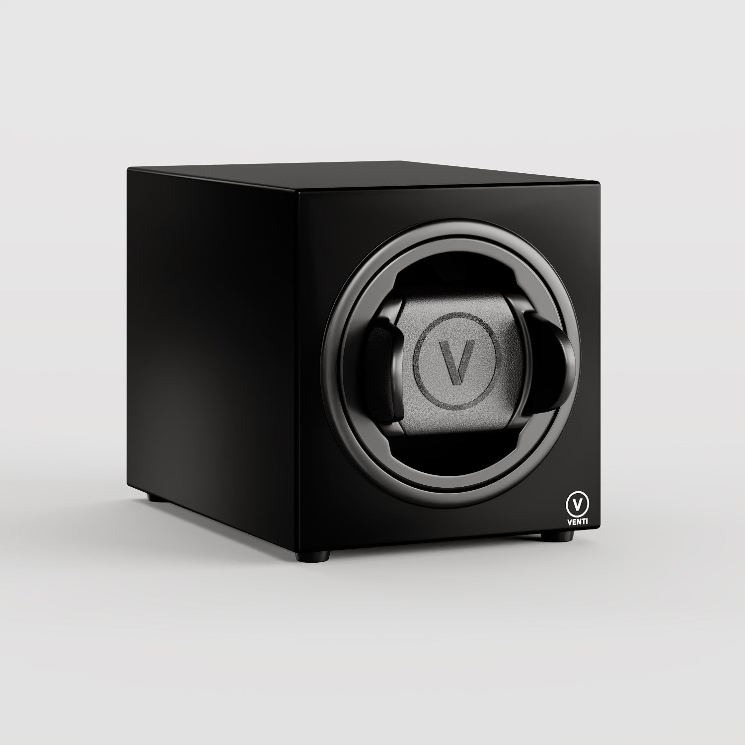 Venti Single Watch Winder in Black - Front Diagonal View