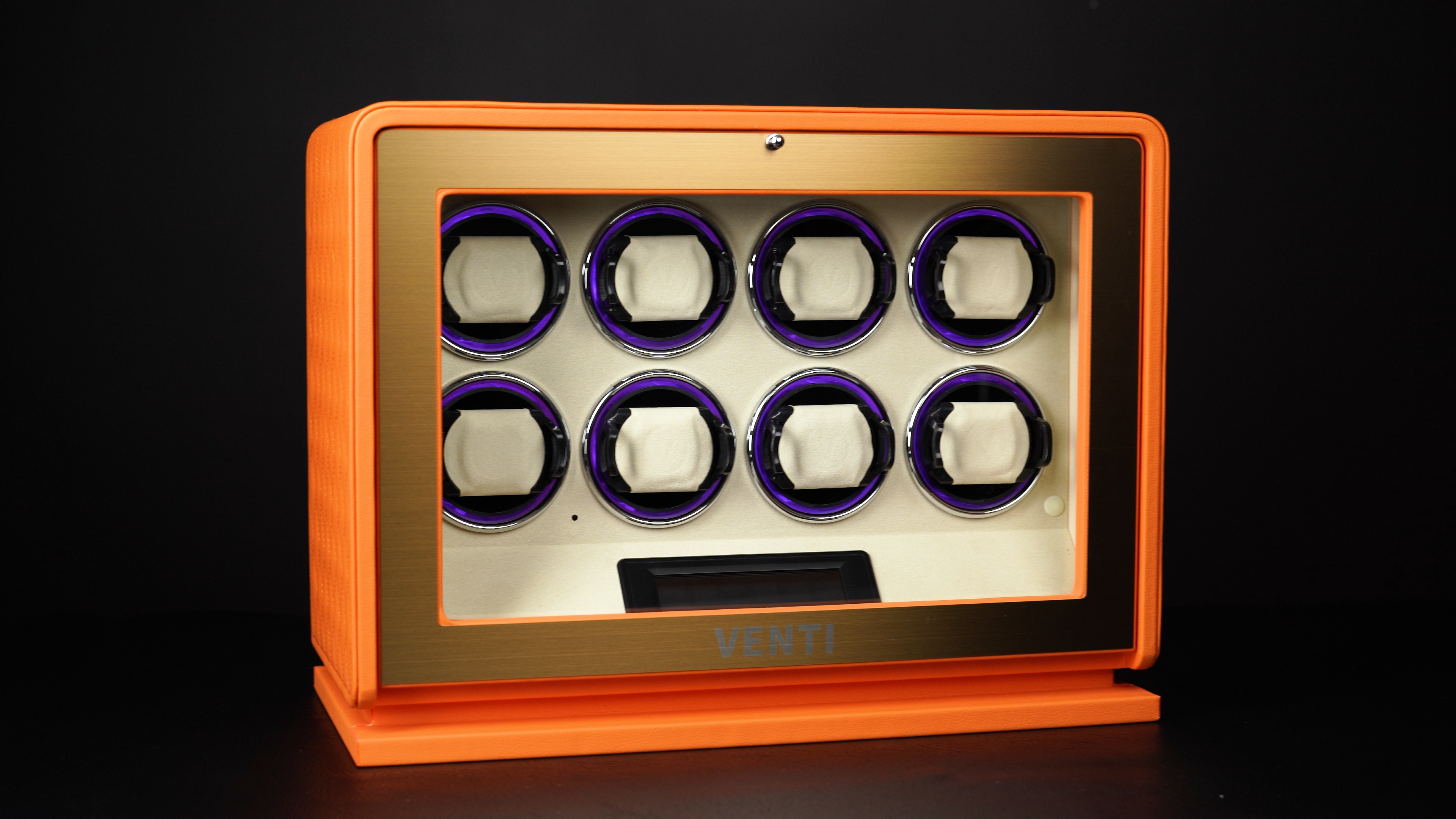Venti Eight Watch Winder Orange Leather - Contrast