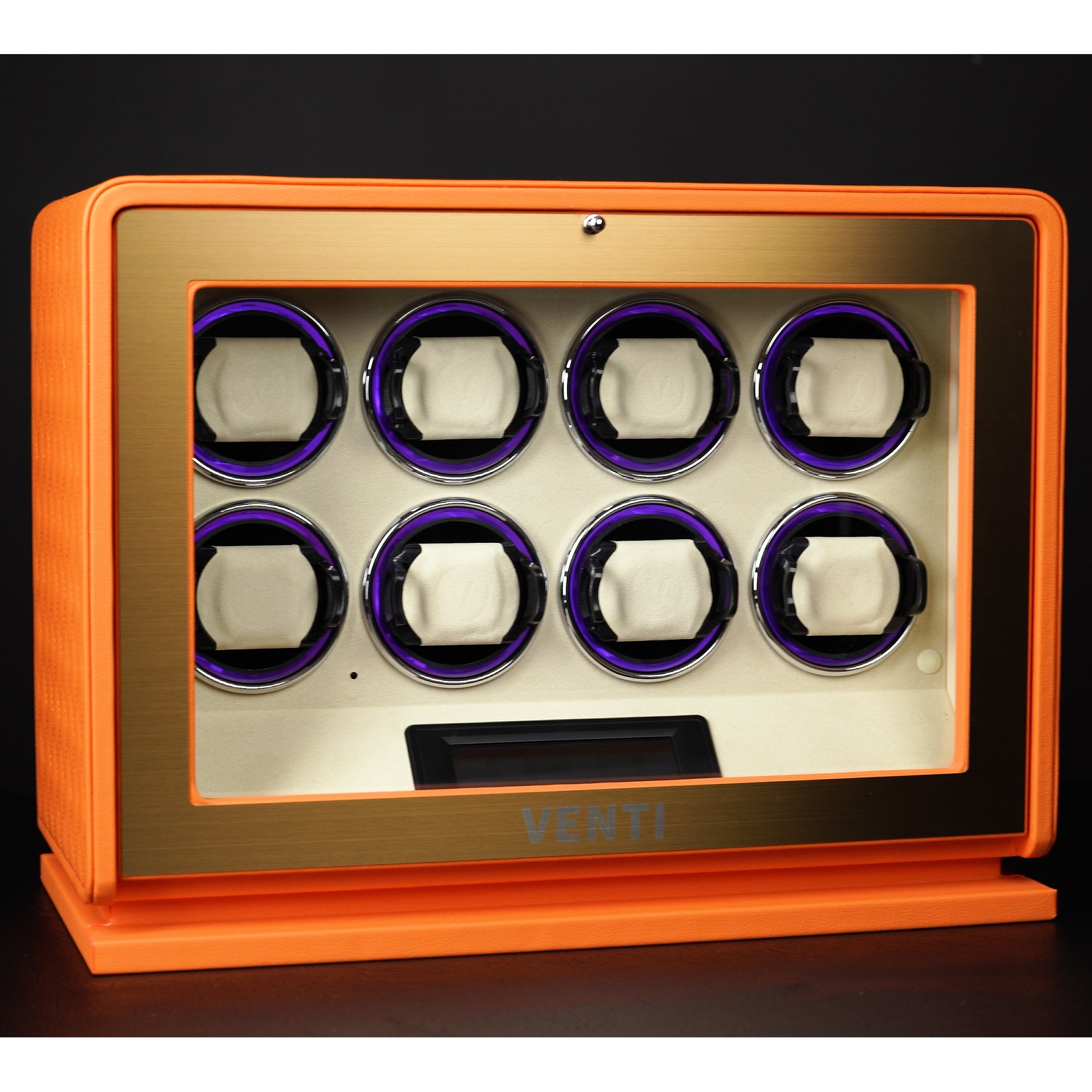 Venti Eight Watch Winder Orange Leather - Contrast