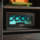 Venti Quad Watch Winder Black Leather Aqua - Lifestyle Angled 3