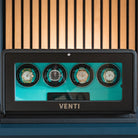 Venti Quad Watch Winder Black Leather Aqua - Lifestyle Front