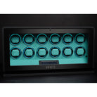 Venti Twelve Watch Winder Black Leather Aqua - Contrast