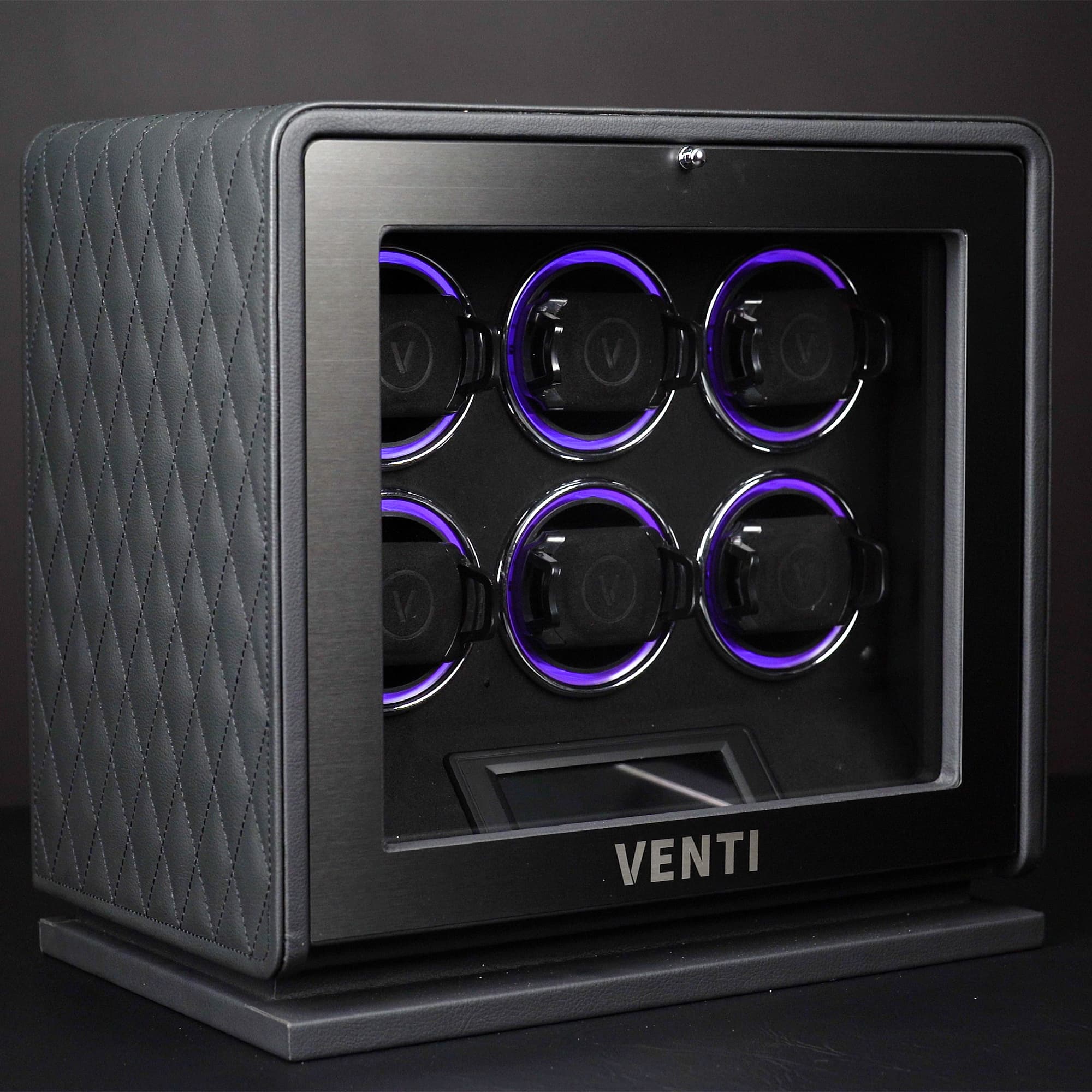 Venti Six Watch Winder Black Leather - Contrast