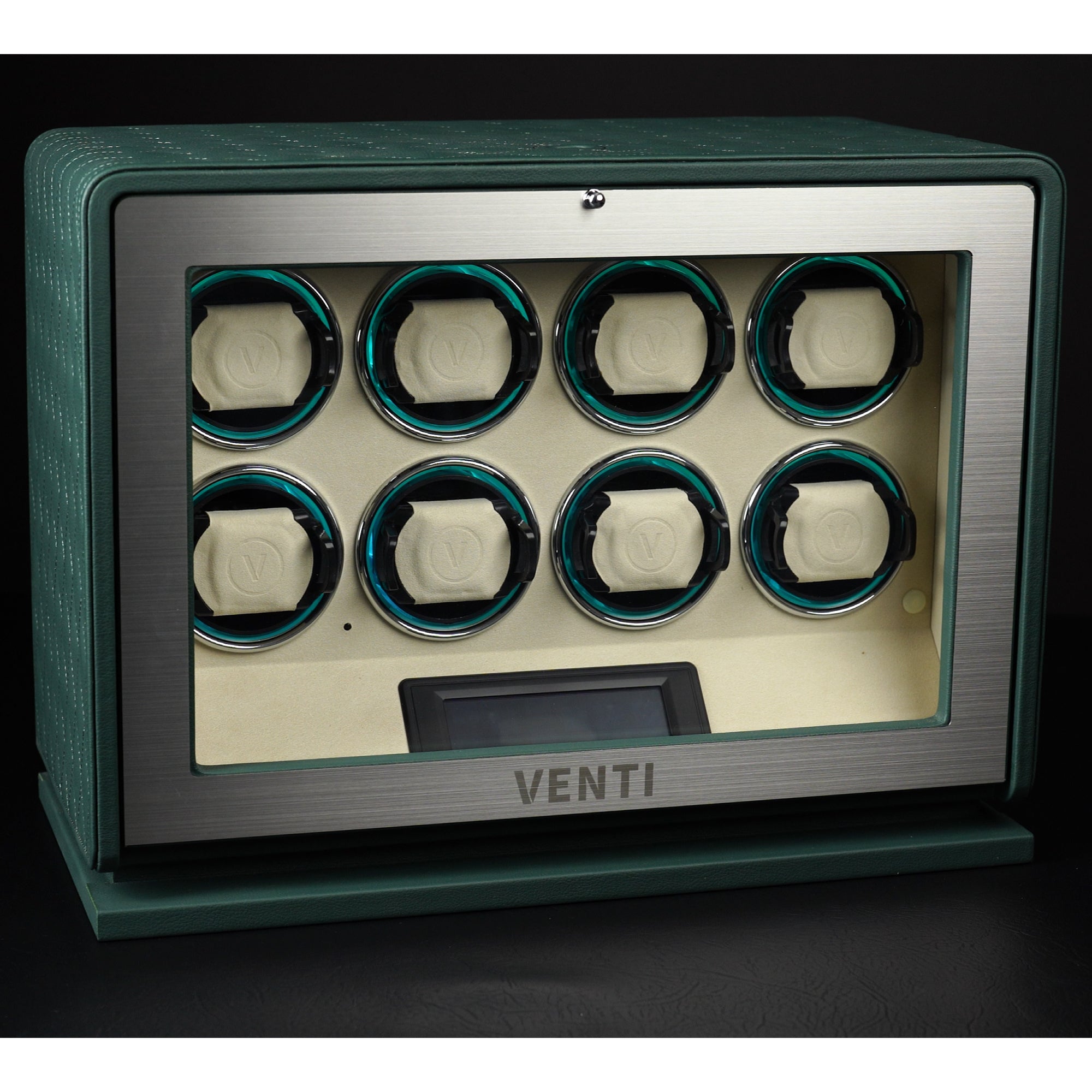 Venti Eight Watch Winder Green Leather - Contrast