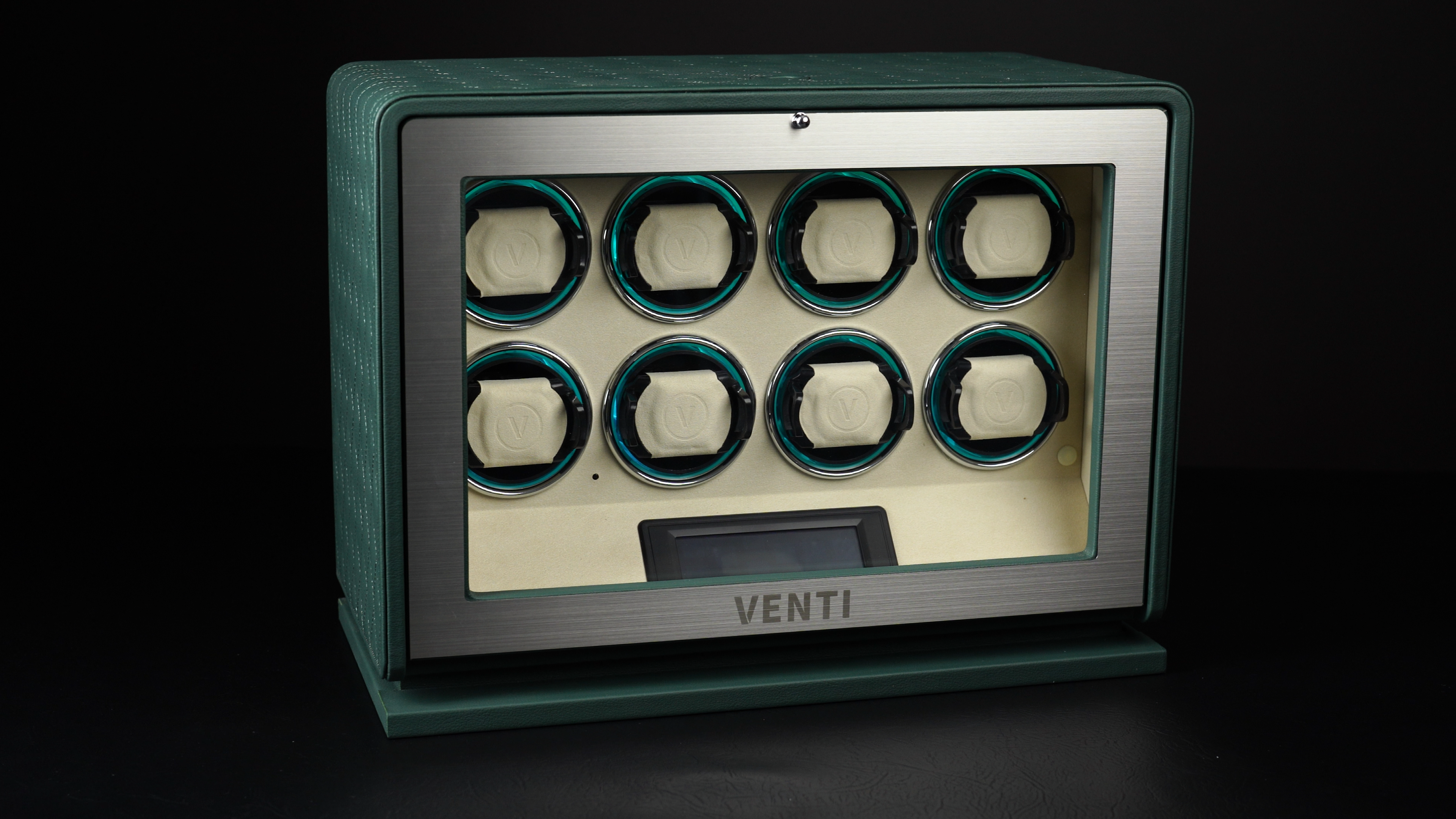 Venti Eight Watch Winder Green Leather - Contrast