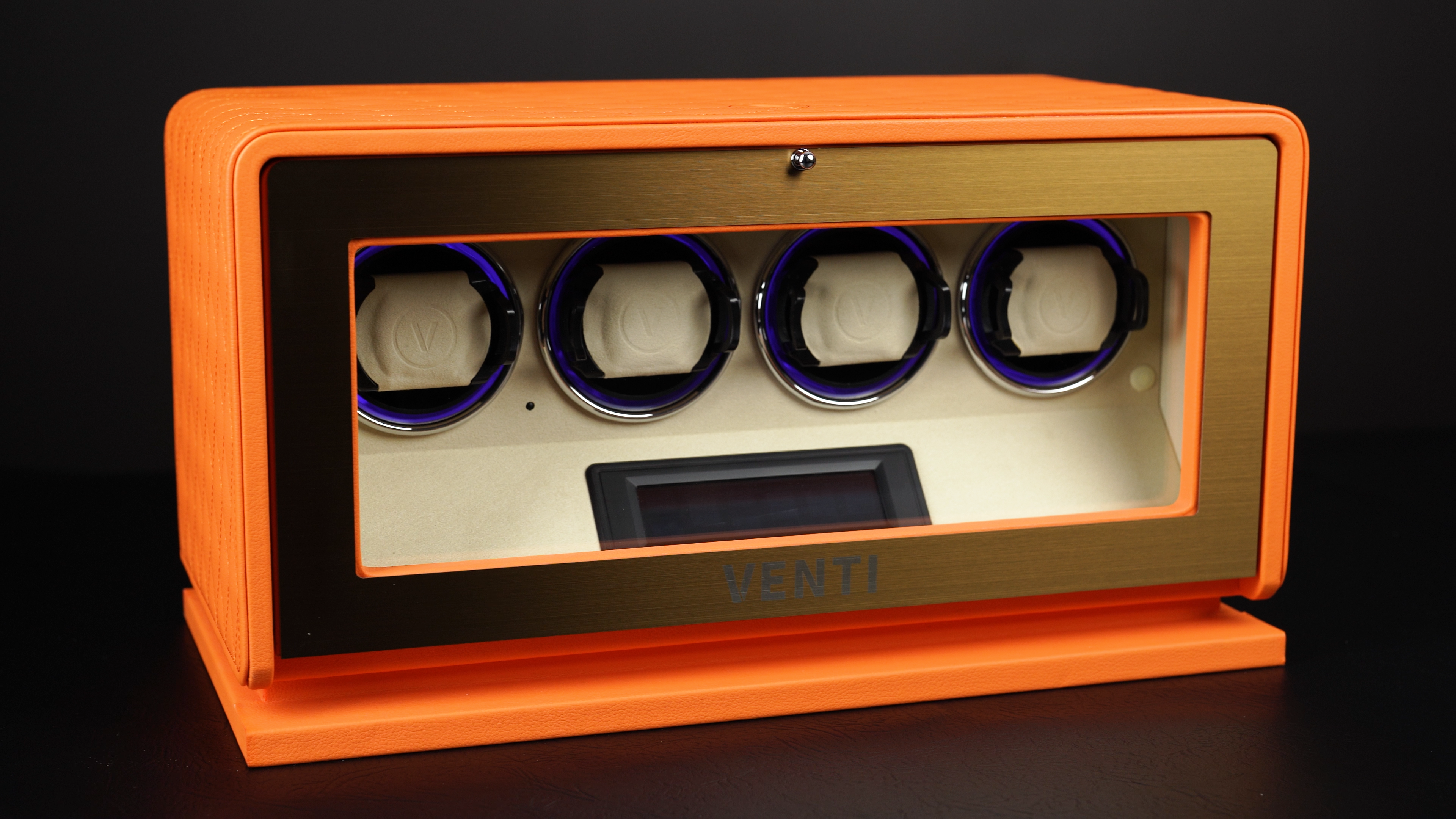 Venti Quad Watch Winder in Orange Leather - Showcase Video